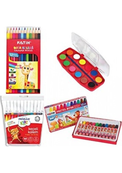 4'ü Boyama Seti 12 Renk Pastel Sulu Kuru Boya ve Keçeli Kalem ile Eğlenceli Sanat Deneyimi fiyatları