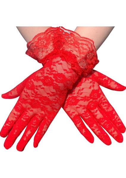 Kırmızı Dantelli Eldiven Yetişkin fırsatları