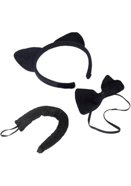 Kedi Kostüm Taç Kuyruk Papyon Seti Karışık modelleri