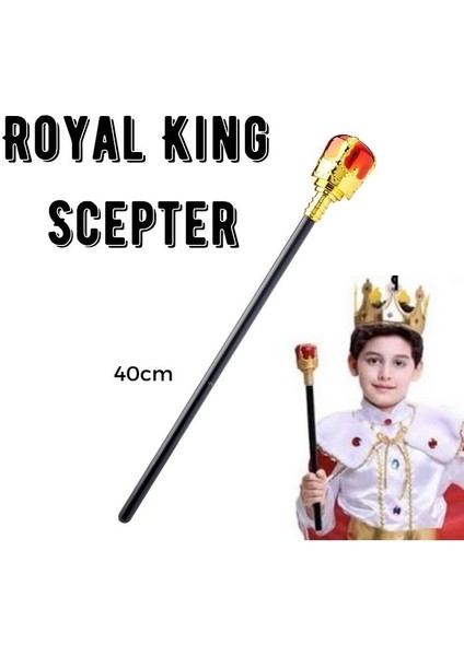 Çocuk Boy Altın Renk Kral Tacı ve Kırmızı Topuzlu Kral Asası fırsatları