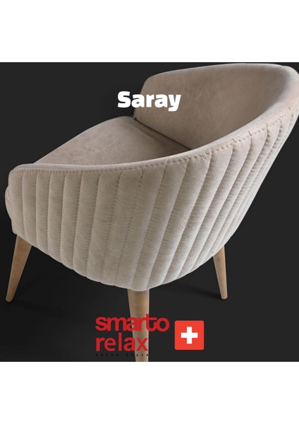 2’li Saray Sandalye Ahşap Ayaklı Krem Kumaş modelleri