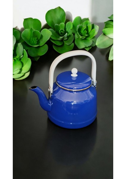 Çaydanlık Lacivert Tekli Emaye Tiryaki Demlik Vintage 2,50 Litre