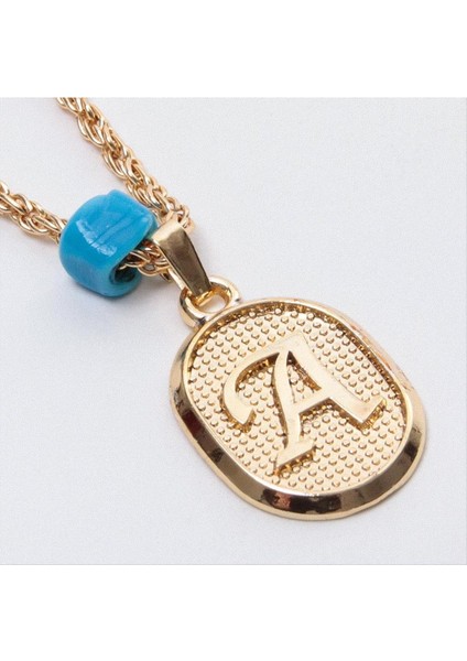 Ds-Derin Plastik Boncuklu Burgulu Harfli Kolye-A