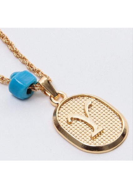 Ds-Derin Plastik Boncuklu Burgulu Harfli Kolye-Y