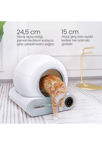 BF01 Akıllı Otomatik Kedi Tuvaleti, Tuya App-Wifi Uzaktan Kontrol, 65LT Hazne, 9lt Çöp Haznesi-Uv Kötü Koku Temizleme, Ağırlık Sensörlü