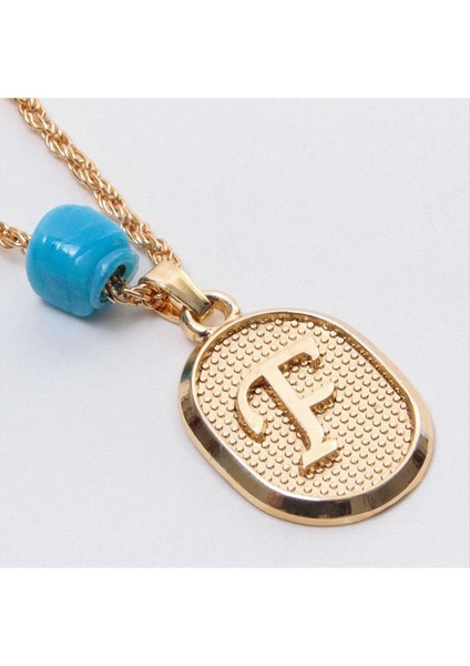 Ds-Derin Plastik Boncuklu Burgulu Harfli Kolye-F