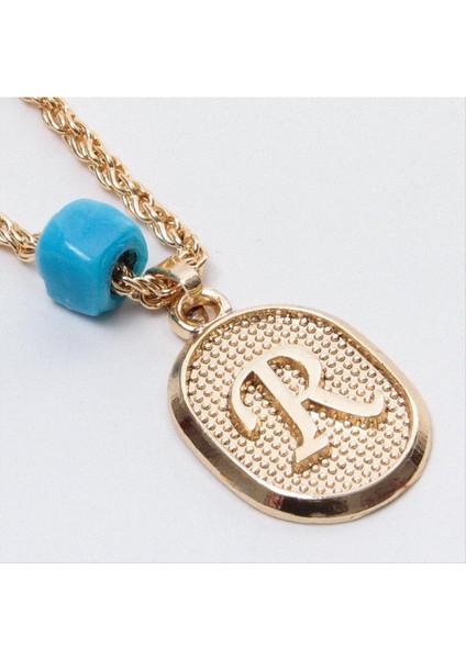 Ds-Derin Plastik Boncuklu Burgulu Harfli Kolye-R