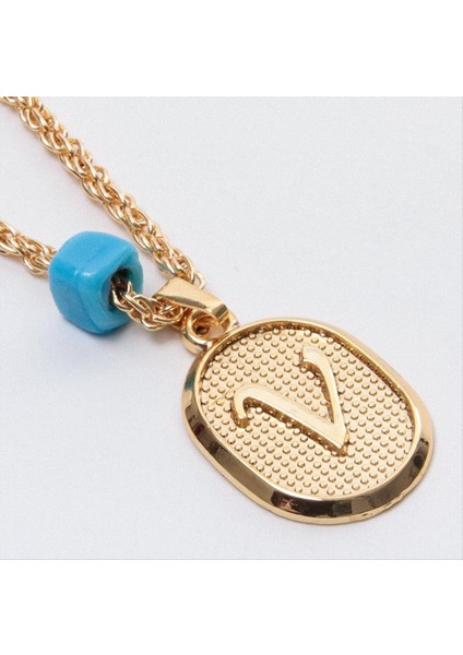 Ds-Derin Plastik Boncuklu Burgulu Harfli Kolye-V