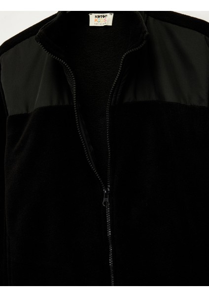 Fermuarlı Uzun Kollu Dik Yaka Polar Sweatshirt modelleri