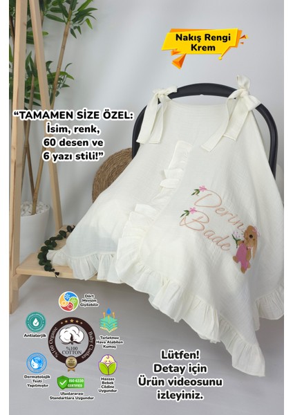 Müslin Yeni Doğan 4katlı Organik %100PAMUK Kişiye Özgü Nakışlı Hastane Çıkış Seti(Tavşan Model-3)