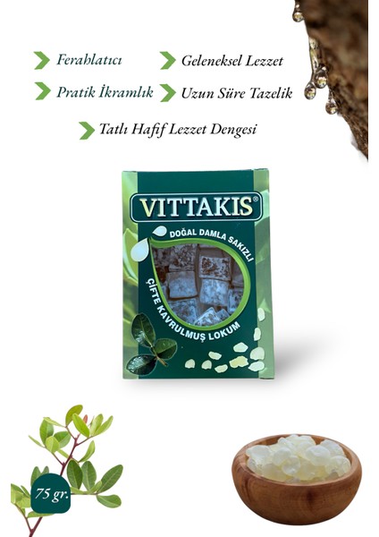 Doğal Damla Sakızlı Lokum Çifte Kavrulmuş 75 Gr. fiyatları