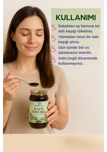 BİZİMHEKİM Hayıt Tohumlu Bitkisel Karışımlı Macun | Kadın Döngüsüne Özel Destek – 420 gr fiyatları