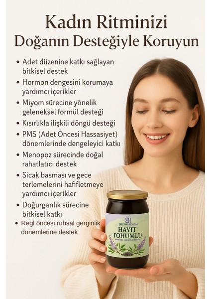 BİZİMHEKİM Hayıt Tohumlu Bitkisel Karışımlı Macun | Kadın Döngüsüne Özel Destek – 420 gr modelleri