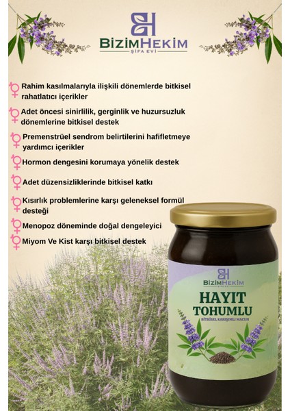 BİZİMHEKİM Hayıt Tohumlu Bitkisel Karışımlı Macun | Kadın Döngüsüne Özel Destek – 420 gr indirimleri