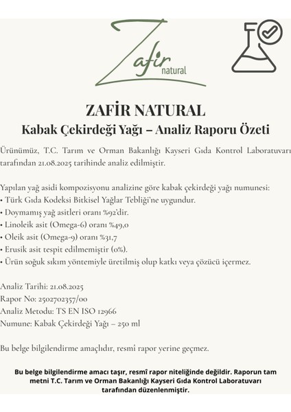 Soğuk Sıkım Kabak Çekirdeği Yağı %100 Doğal 250 mL