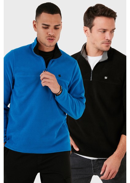 Slim Fit Anti-Pilling Tüylenme Yapmayan Bato Yaka Şardonlu 2'li Paket Polar Erkek Polar 5906001S2