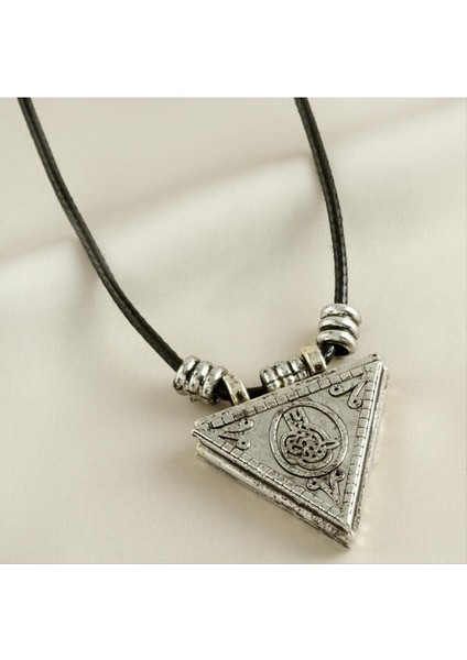 Ds-Derin Cevşen Deri Kordonlu Kolye-Siyah