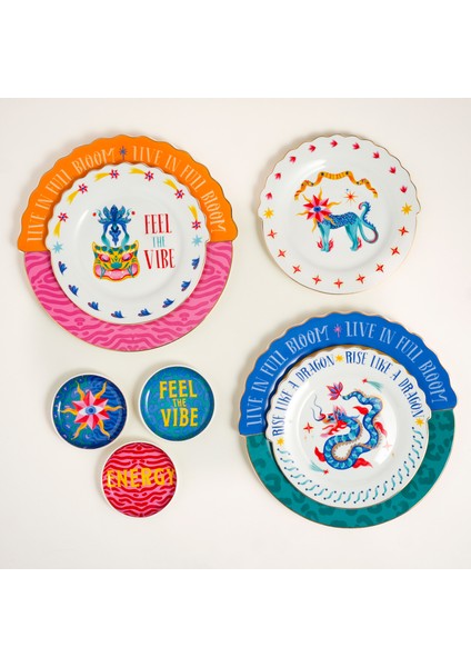 Luohu Porselen Yemek Tabağı 28 cm Renkli