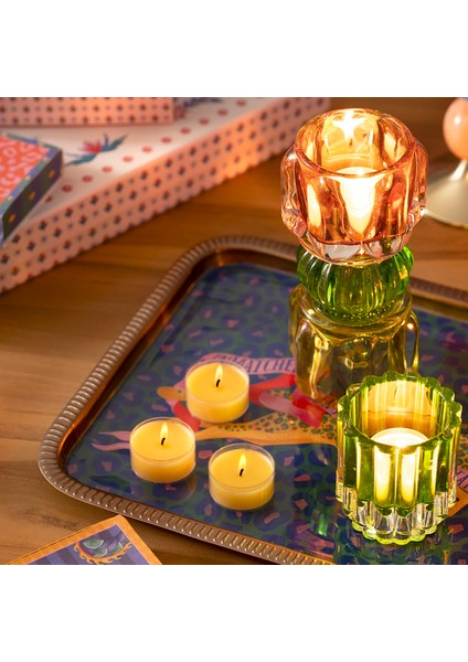 Nanjıng Cam Dekoratif Obje 8X8X18 cm Sarı - Yeşil