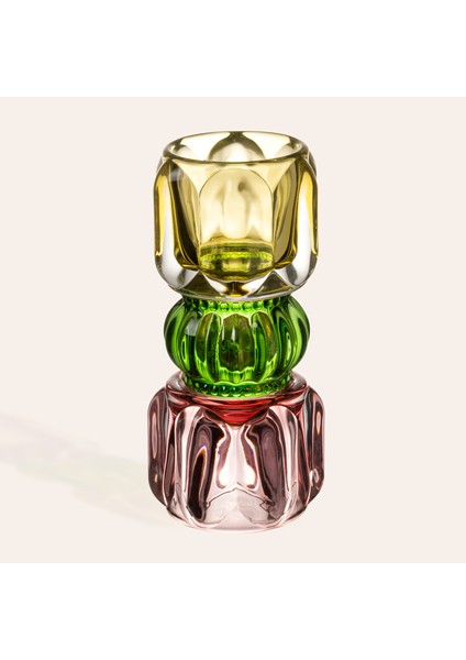 Nanjıng Cam Dekoratif Obje 8X8X18 cm Sarı - Yeşil