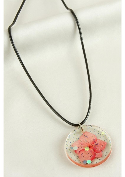 Ds-Derin Ortanca Çiçek Epoksi Kolye-Yavruağzı fiyatları