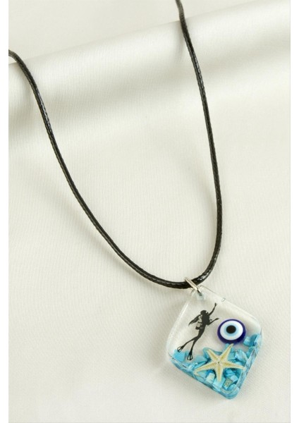 Ds-Derin Deniz Yıldızı Beşgen Epoksi Kolye-Mavi modelleri