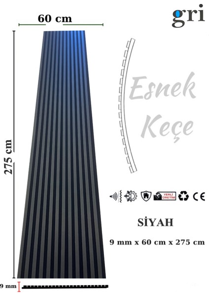 Siyah Ahşap Akustik Lambiri Panel 60X275 9 mm