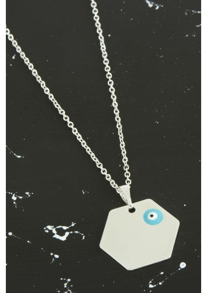 Ds-Derin Altıgen Isim Yazılabilir Kolye-Gümüş Rengi fırsatları