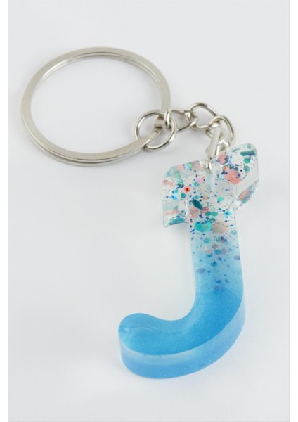 Ds-Derin J Harfli Epoksi Anahtarlık-Renkli fiyatları