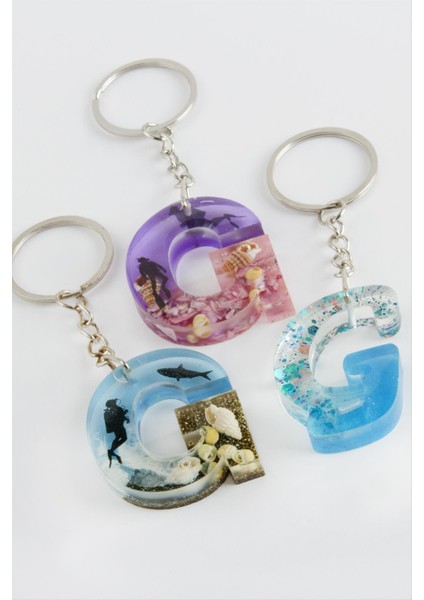 Ds-Derin G Harfli Epoksi Anahtarlık-Renkli modelleri