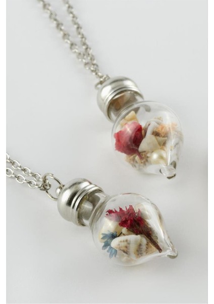 Ds-Derin Çiçek Fanus Canlı Kolye-Gümüş Rengi fiyatları