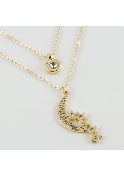 Ds-Derin Ay Yıldız Figürlü Yeni Sezon Ikili Kolye-Sarı fiyatları