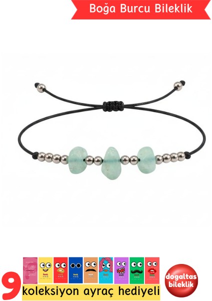 Boğa Burcu Yıldız Doğal Taş Ip Burç Bilekliği Halhal