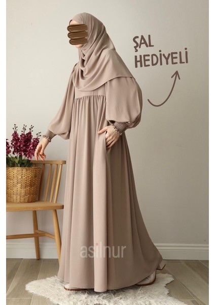 Hüsna Balon Kol Ferace Şal Hediyeli Takım Taş modelleri