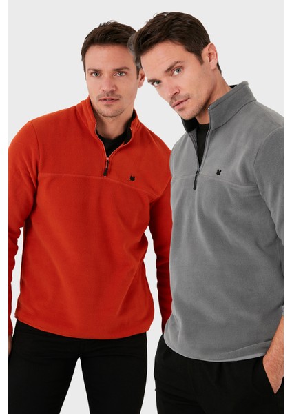 Slim Fit Anti-Pilling Tüylenme Yapmayan Bato Yaka Şardonlu 2'li Paket Polar Erkek Polar 5906001S2