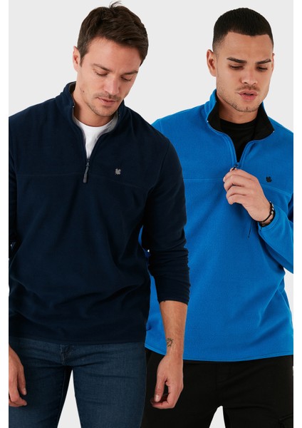 Slim Fit Anti-Pilling Tüylenme Yapmayan Bato Yaka Şardonlu 2'li Paket Polar Erkek Polar 5906001S2