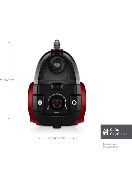 Vantuz High Force Kırmızı Toz Torbasız Elektrikli Süpürge fiyatları