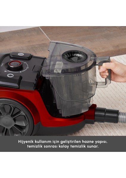 Vantuz High Force Kırmızı Toz Torbasız Elektrikli Süpürge