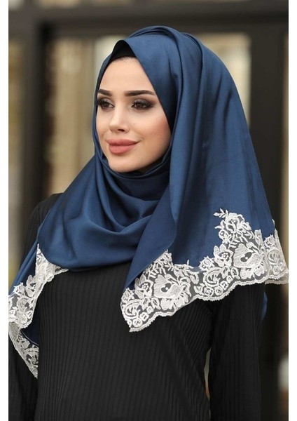 - Dantelli Ipek Görünümlü Şal 1145