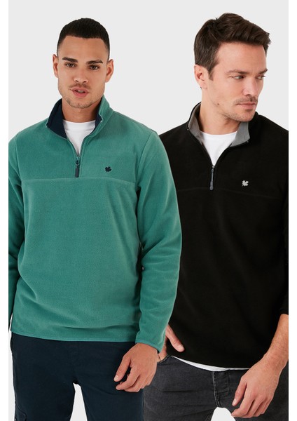 Slim Fit Anti-Pilling Tüylenme Yapmayan Bato Yaka Şardonlu 2'li Paket Polar Erkek Polar 5906001S2