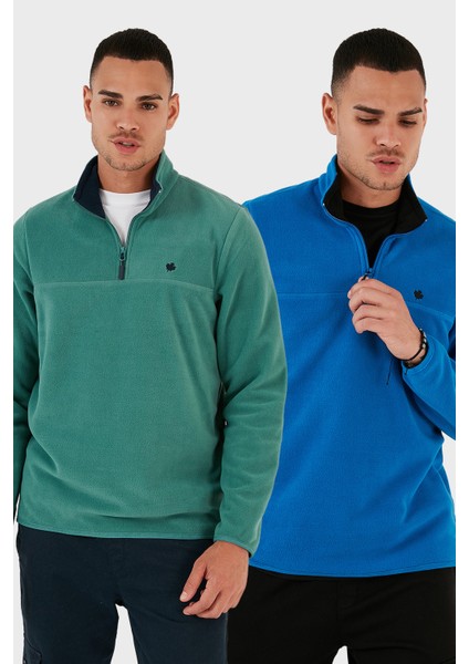 Slim Fit Anti-Pilling Tüylenme Yapmayan Bato Yaka Şardonlu 2'li Paket Polar Erkek Polar 5906001S2