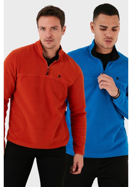 Slim Fit Anti-Pilling Tüylenme Yapmayan Bato Yaka Şardonlu 2'li Paket Polar Erkek Polar 5906001S2