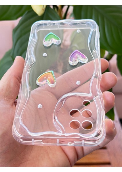 Samsung Galaxy A12/M12 Kılıf 3D Kalpli Inci Tasarımlı Desenli Kamera Korumalı Şeffaf Silikon Kapak fırsatları