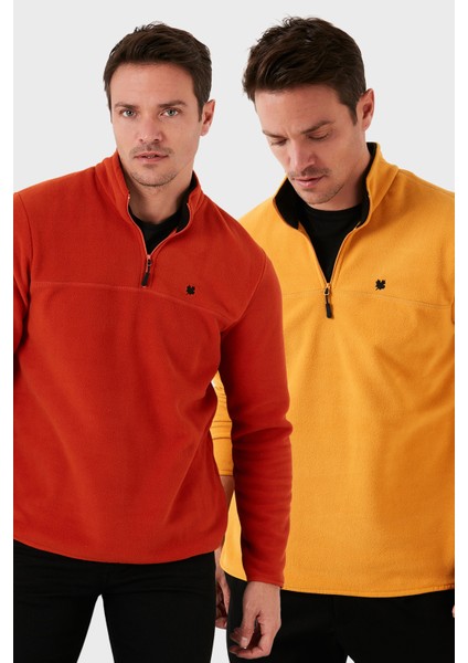 Slim Fit Anti-Pilling Tüylenme Yapmayan Bato Yaka Şardonlu 2'li Paket Polar Erkek Polar 5906001S2