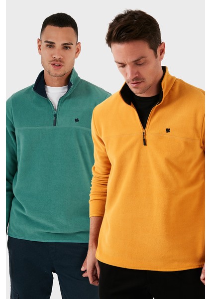 Slim Fit Anti-Pilling Tüylenme Yapmayan Bato Yaka Şardonlu 2'li Paket Polar Erkek Polar 5906001S2
