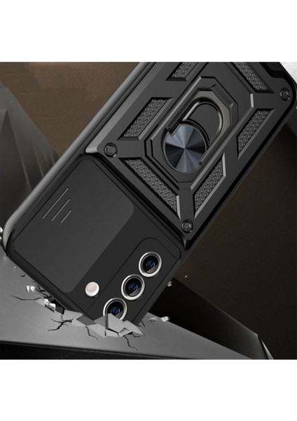 S21 Fe Uyumlu Kılıf Kamera Korumalı Sürgülü Yüzüklü Armor Military Tank Zırh fırsatları