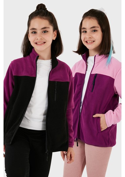 Yumuşak Dokulu Fermuarlı Renk Bloklu Dik Yaka Cepli 2'li Paket Polar Çocuk Polar 5905001S2
