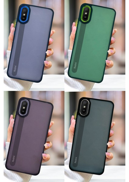 Xiaomi Redmi 9A Kılıf Metal Çerçeve Hassas Butonlu Renkli Buzlu Şeffaf Kapak fiyatları