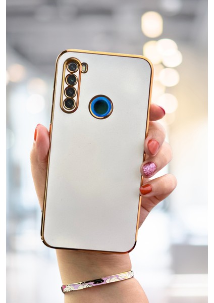 Xiaomi Redmi Note 8 Kılıf Parlak Kenarlı Altın Işlemeli Kamera Korumalı Kapak