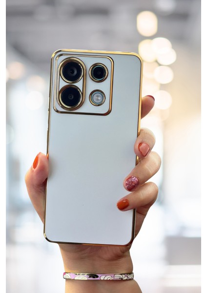 Xiaomi Redmi Note 13 Pro 4g Kılıf Parlak Kenarlı Altın Işlemeli Kamera Korumalı Kapak